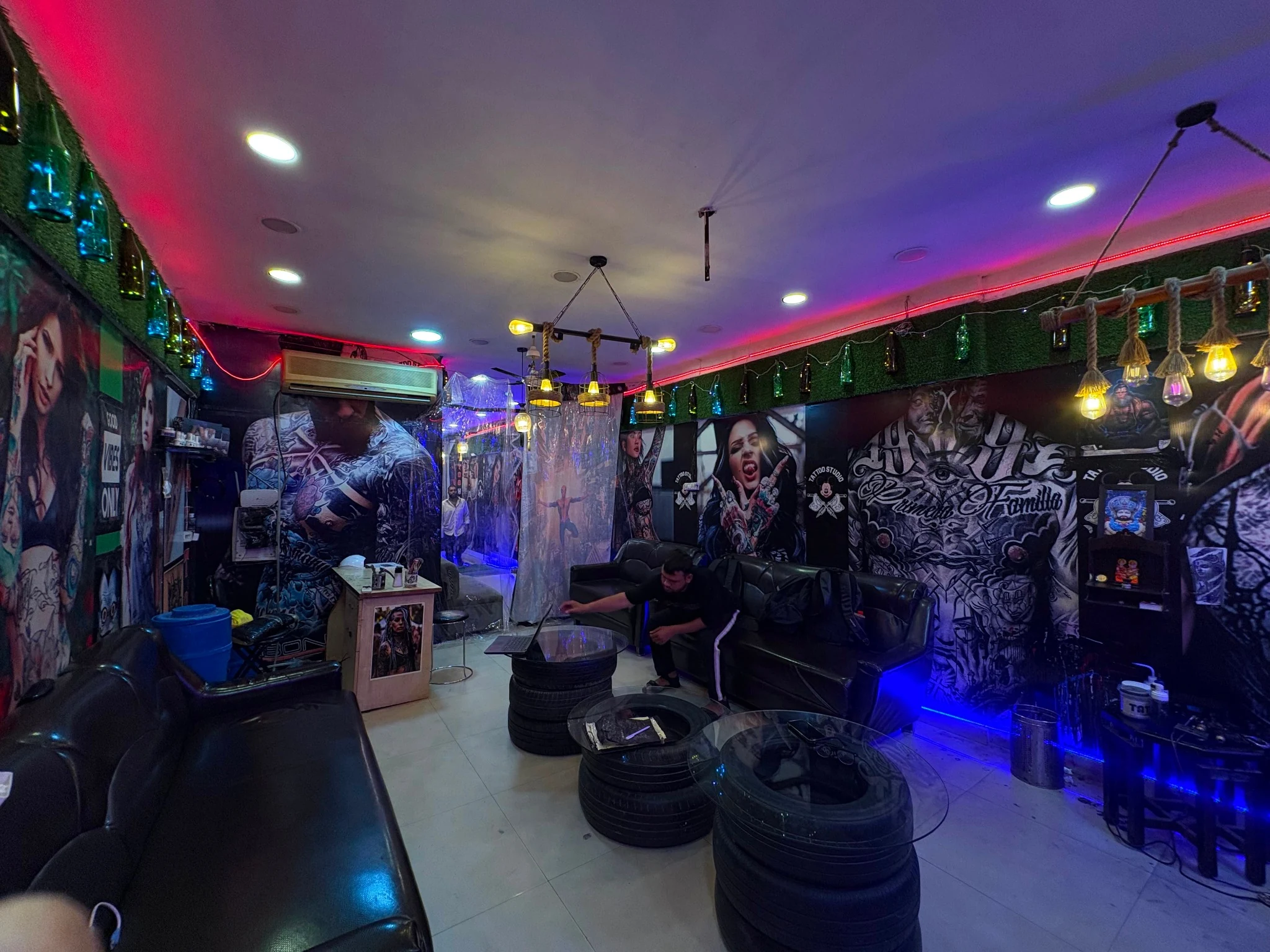 Inside Sid Ink Tattoo studio in Sarojini Nagar, New Delhi
