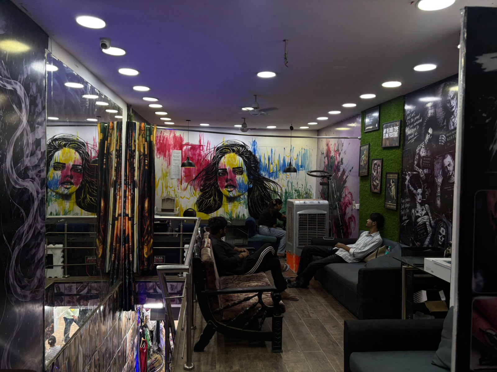 Tattoo and piercing studio interior at Sid Ink Tattoo, Sarojini Nagar, New Delhi